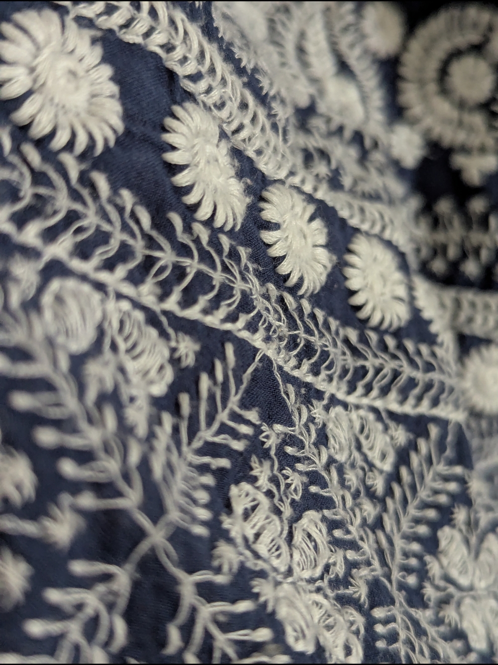 Navy Embroidered Midi Sundress with White Border - Picture 3 of 6